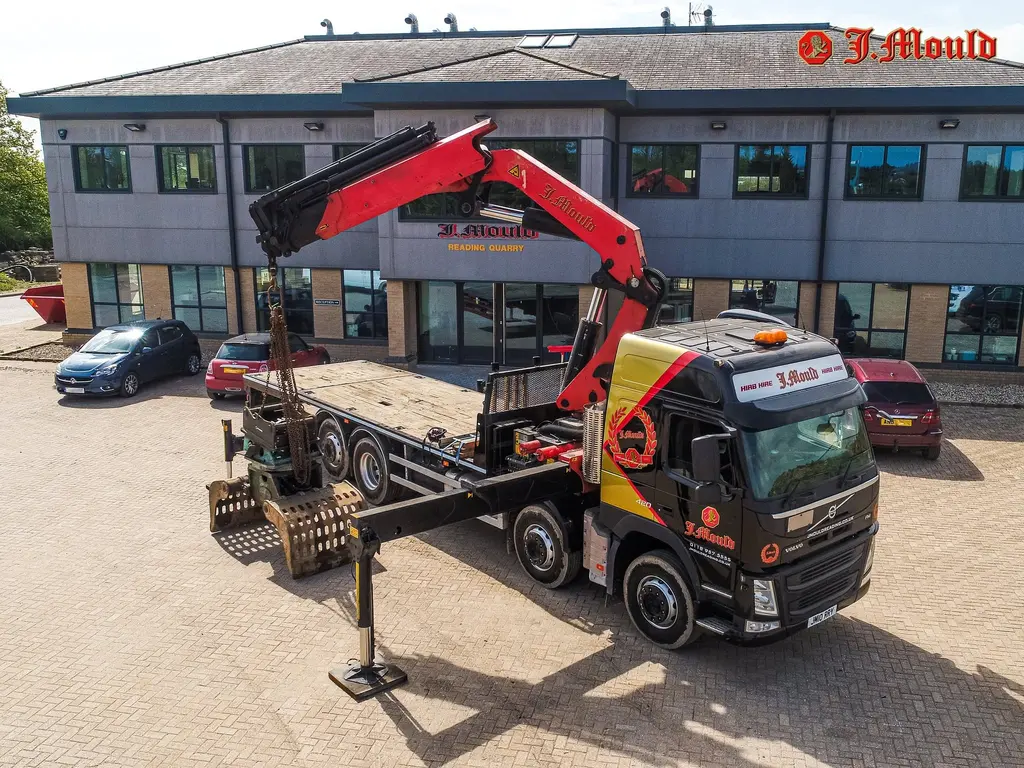 J Mould HIAB lorry parked outside the company's Reading office