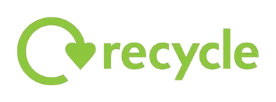 Green recycle symbol with a circular arrow and 'recycle' text