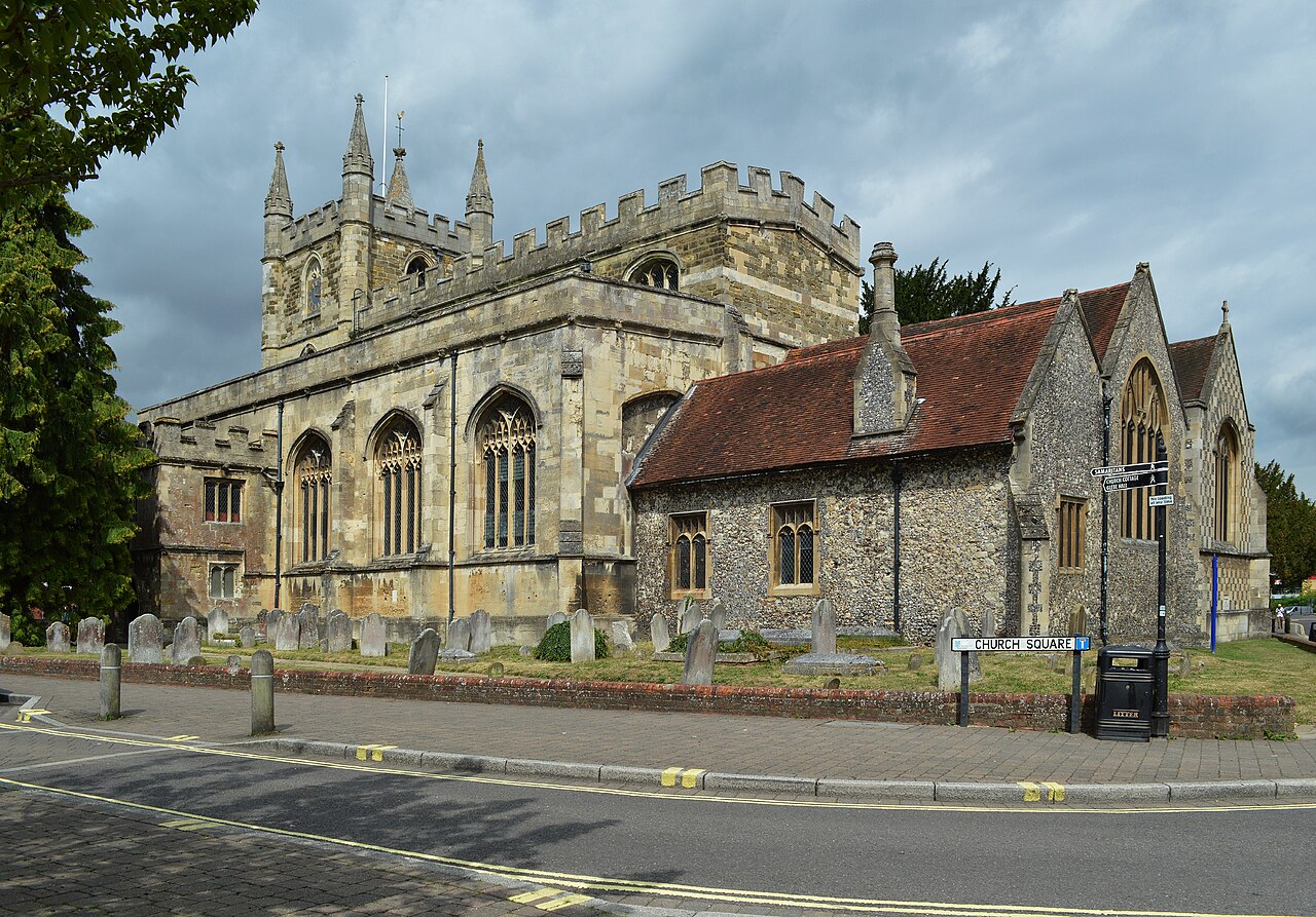 St Michael's Church in Basingstoke beside Church Square, in an area J Mould covers
