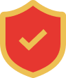 Red shield icon with a white check mark