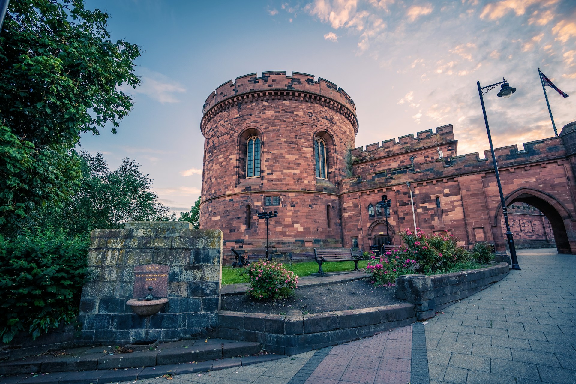 Carlisle Citadel's red sandstone tower and gateway, a city J Mould covers for demolition